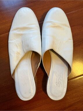 MARTINIANO Women's White Leather Slip-On Mules 39 8 8.5